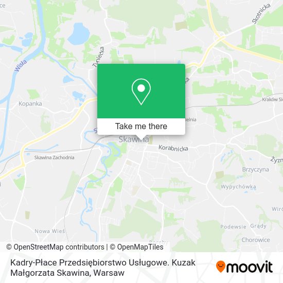 Kadry-Płace Przedsiębiorstwo Usługowe. Kuzak Małgorzata Skawina map