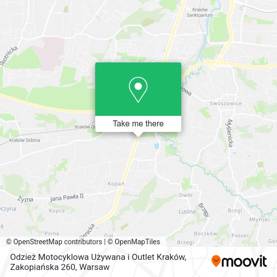 Карта Odzież Motocyklowa Używana i Outlet Kraków, Zakopiańska 260