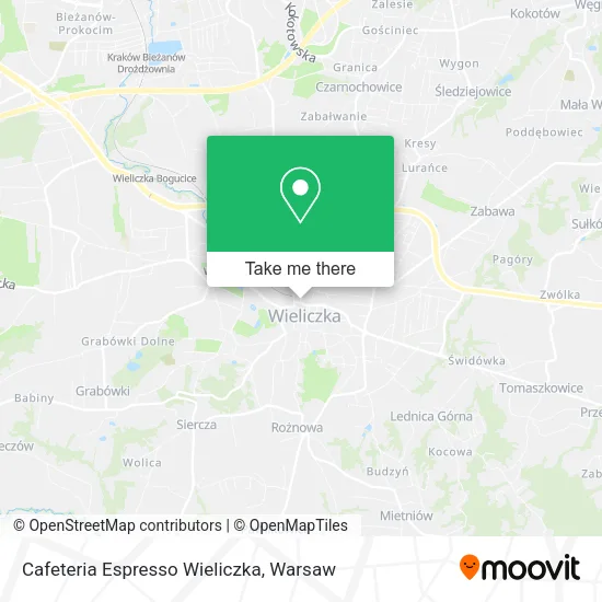 Карта Cafeteria Espresso Wieliczka
