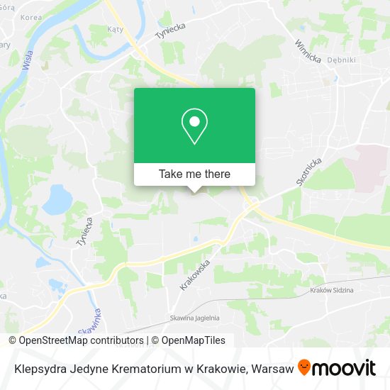 Карта Klepsydra Jedyne Krematorium w Krakowie