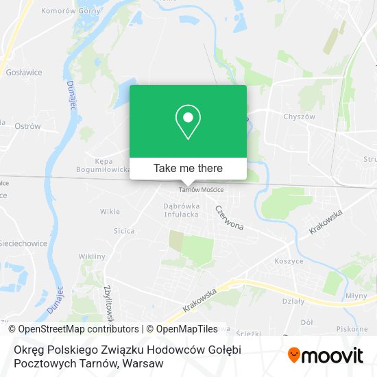 Okręg Polskiego Związku Hodowców Gołębi Pocztowych Tarnów map