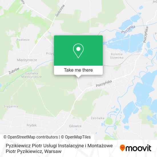 Карта Pyzikiewicz Piotr Usługi Instalacyjne i Montażowe Piotr Pyzikiewicz