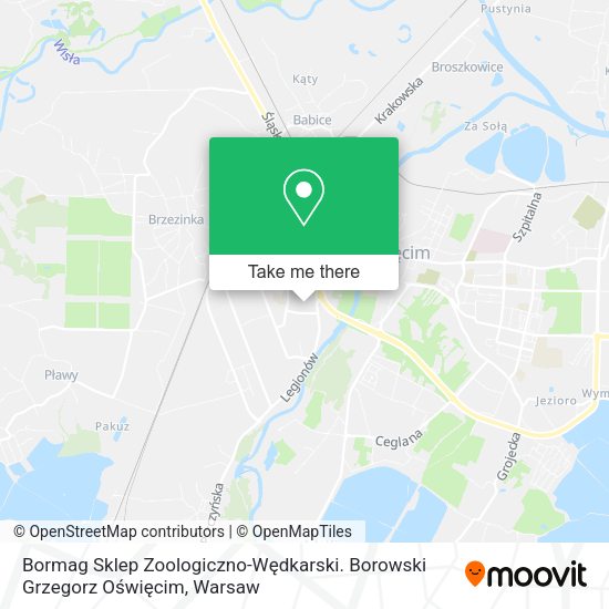 Bormag Sklep Zoologiczno-Wędkarski. Borowski Grzegorz Oświęcim map