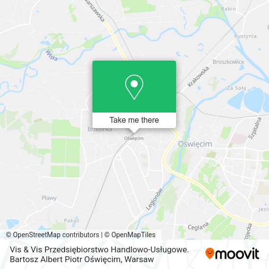 Vis & Vis Przedsiębiorstwo Handlowo-Usługowe. Bartosz Albert Piotr Oświęcim map