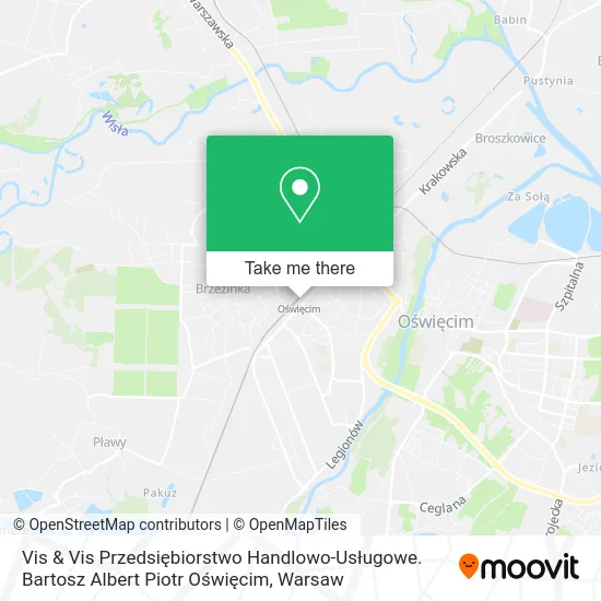 Карта Vis & Vis Przedsiębiorstwo Handlowo-Usługowe. Bartosz Albert Piotr Oświęcim