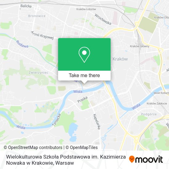 Карта Wielokulturowa Szkoła Podstawowa im. Kazimierza Nowaka w Krakowie