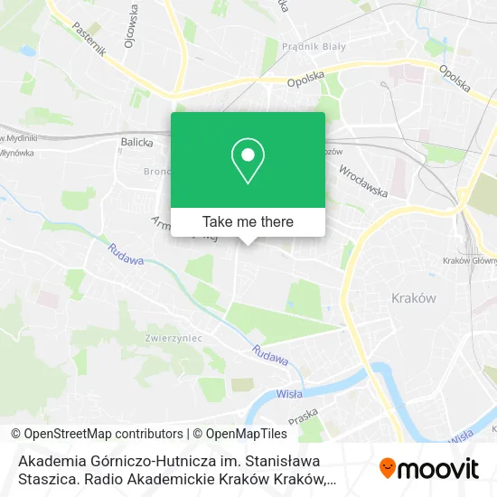 Карта Akademia Górniczo-Hutnicza im. Stanisława Staszica. Radio Akademickie Kraków Kraków