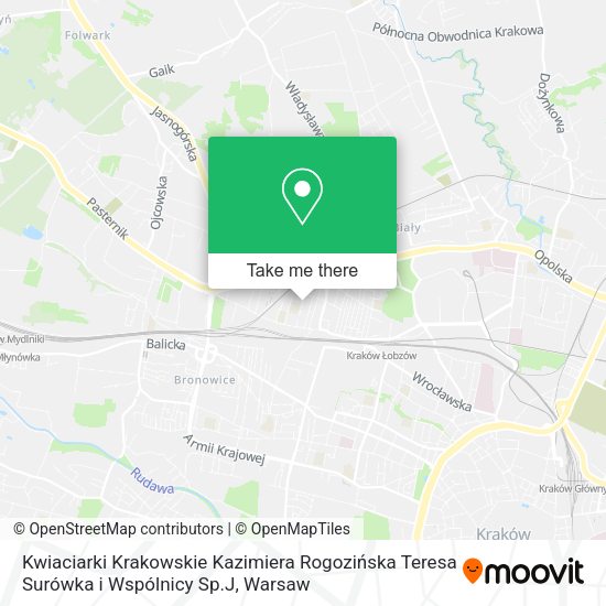 Карта Kwiaciarki Krakowskie Kazimiera Rogozińska Teresa Surówka i Wspólnicy Sp.J