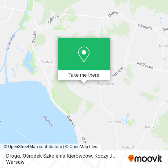 Droga. Ośrodek Szkolenia Kierowców. Koczy J. map