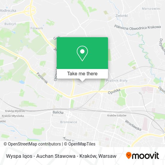 Wyspa Iqos - Auchan Stawowa - Kraków map