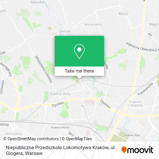 Карта Niepubliczne Przedszkole Lokomotywa Kraków, ul. Glogera