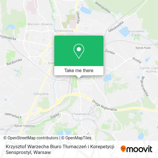 Карта Krzysztof Warzecha Biuro Tłumaczeń i Korepetycji Sensprostyl