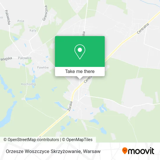 Карта Orzesze Woszczyce Skrzyżowanie
