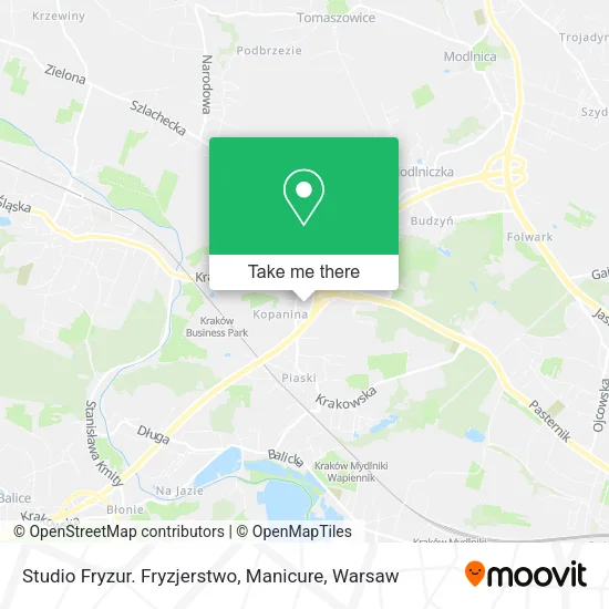 Карта Studio Fryzur. Fryzjerstwo, Manicure