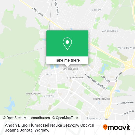 Andan Biuro Tłumaczeń Nauka Języków Obcych Joanna Janota map