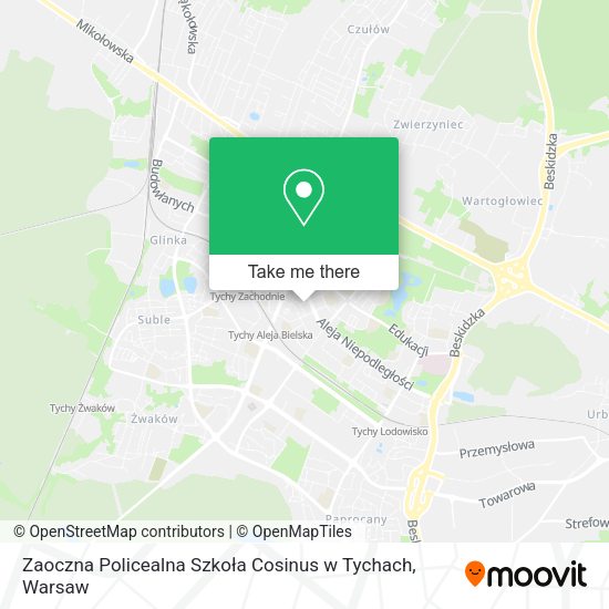 Zaoczna Policealna Szkoła Cosinus w Tychach map