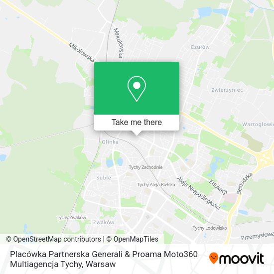 Placówka Partnerska Generali & Proama Moto360 Multiagencja Tychy map