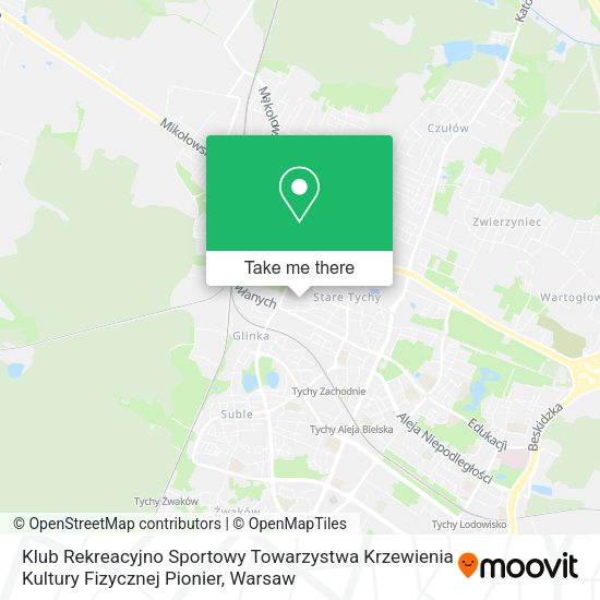 Klub Rekreacyjno Sportowy Towarzystwa Krzewienia Kultury Fizycznej Pionier map