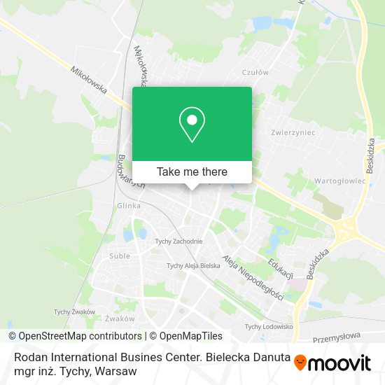 Rodan International Busines Center. Bielecka Danuta mgr inż. Tychy map