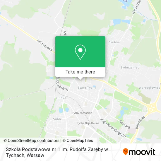 Карта Szkoła Podstawowa nr 1 im. Rudolfa Zaręby w Tychach