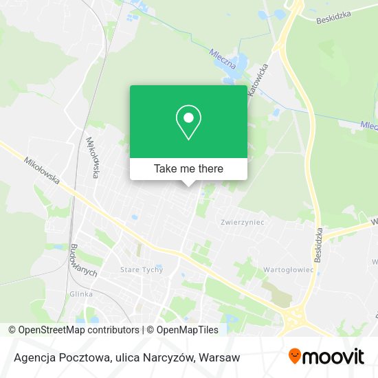 Agencja Pocztowa, ulica Narcyzów map