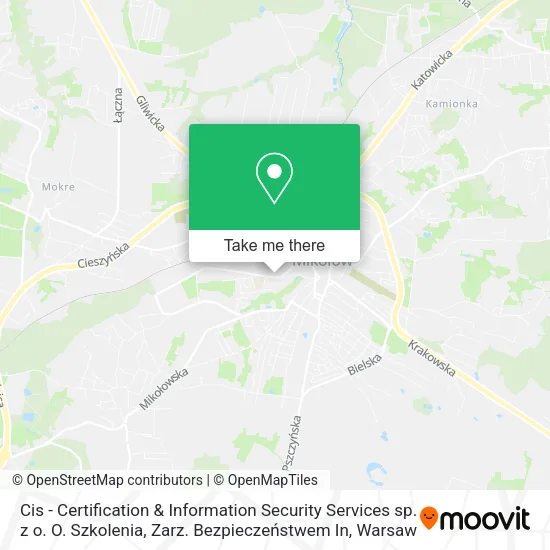 Карта Cis - Certification & Information Security Services sp. z o. O. Szkolenia, Zarz. Bezpieczeństwem In