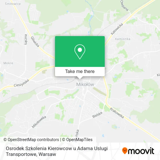 Карта Osrodek Szkolenia Kierowcow u Adama Uslugi Transportowe