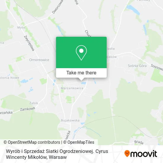 Карта Wyrób i Sprzedaż Siatki Ogrodzeniowej. Cyrus Wincenty Mikołów