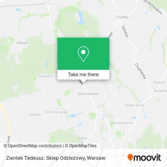 Карта Zientek Tadeusz. Sklep Odzieżowy
