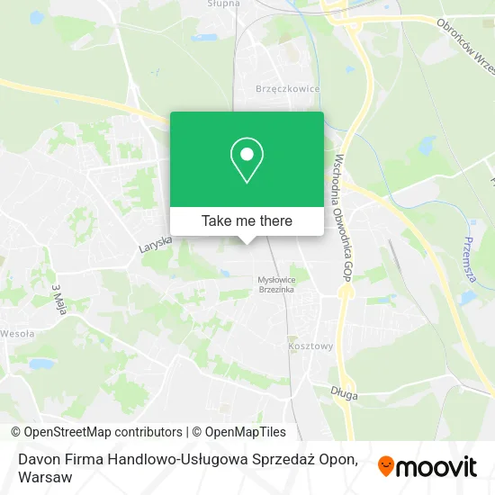 Карта Davon Firma Handlowo-Usługowa Sprzedaż Opon