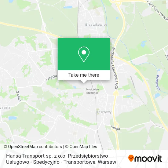 Карта Hansa Transport sp. z o.o. Przedsiębiorstwo Usługowo - Spedycyjno - Transportowe