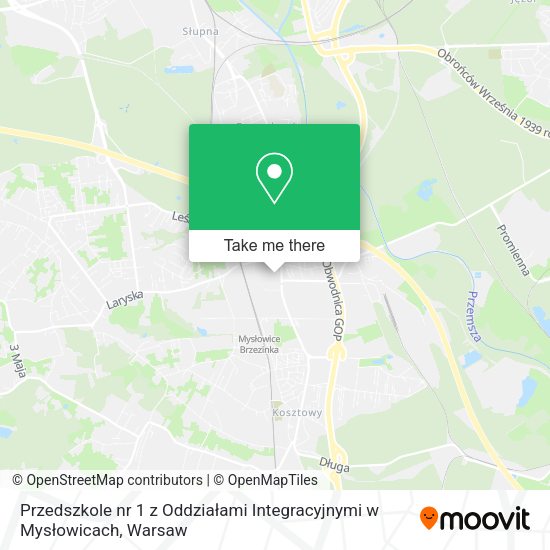 Przedszkole nr 1 z Oddziałami Integracyjnymi w Mysłowicach map