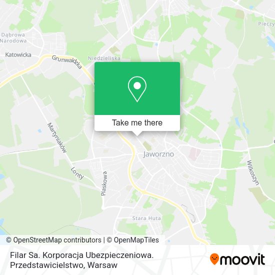 Filar Sa. Korporacja Ubezpieczeniowa. Przedstawicielstwo map