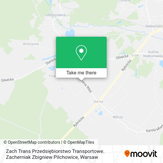 Карта Zach Trans Przedsiębiorstwo Transportowe. Zacherniak Zbigniew Pilchowice