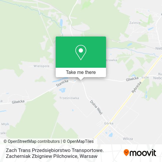 Карта Zach Trans Przedsiębiorstwo Transportowe. Zacherniak Zbigniew Pilchowice