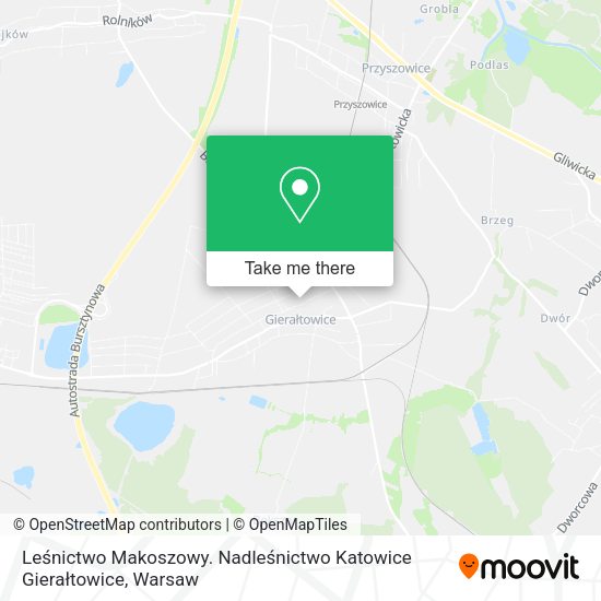 Leśnictwo Makoszowy. Nadleśnictwo Katowice Gierałtowice map