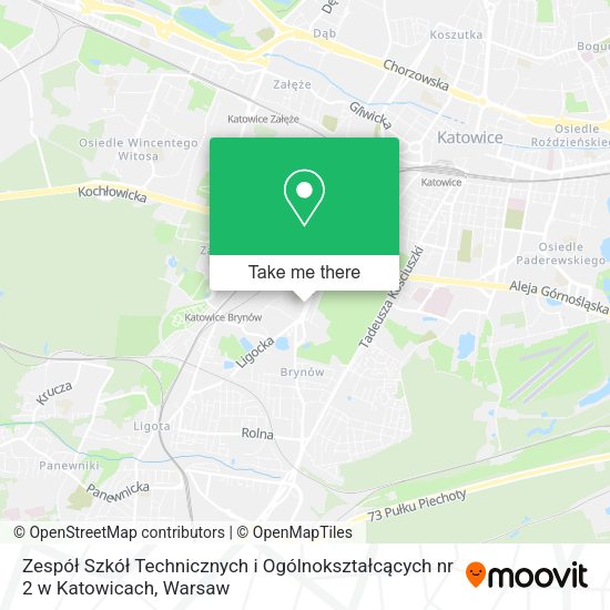 Zespół Szkół Technicznych i Ogólnokształcących nr 2 w Katowicach map