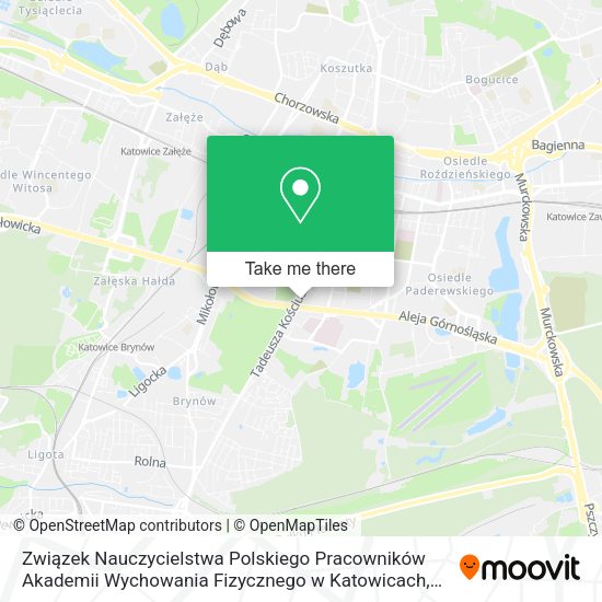 Związek Nauczycielstwa Polskiego Pracowników Akademii Wychowania Fizycznego w Katowicach map