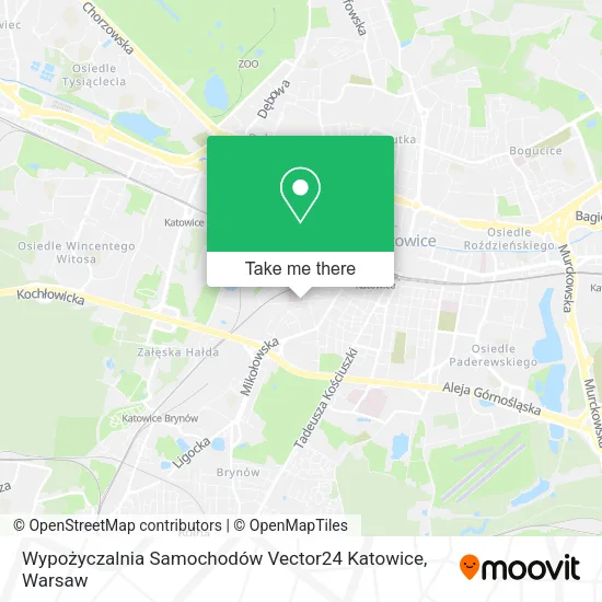 Карта Wypożyczalnia Samochodów Vector24 Katowice