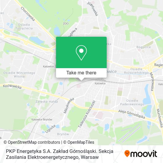 PKP Energetyka S.A. Zakład Górnośląski. Sekcja Zasilania Elektroenergetycznego map