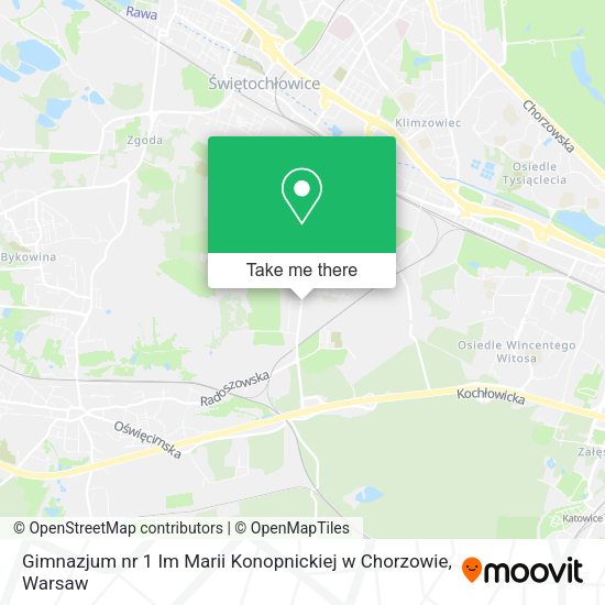 Gimnazjum nr 1 Im Marii Konopnickiej w Chorzowie map