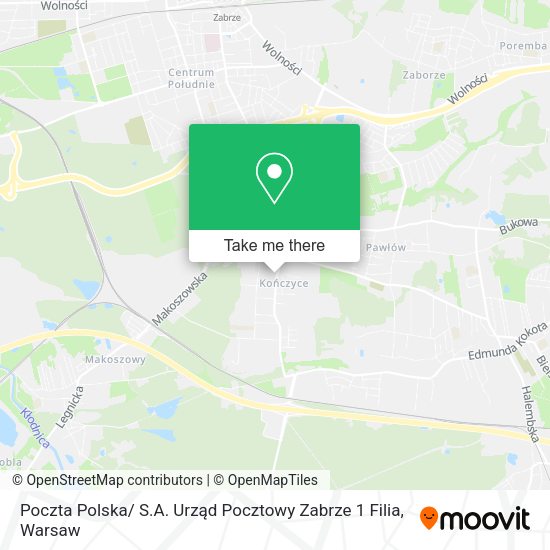 Poczta Polska/ S.A. Urząd Pocztowy Zabrze 1 Filia map