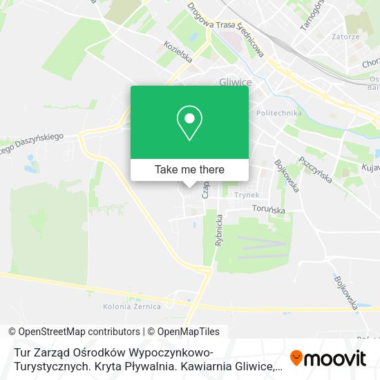 Tur Zarząd Ośrodków Wypoczynkowo-Turystycznych. Kryta Pływalnia. Kawiarnia Gliwice map