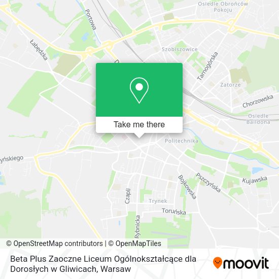 Beta Plus Zaoczne Liceum Ogólnokształcące dla Dorosłych w Gliwicach map