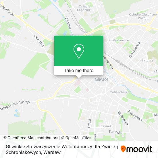 Карта Gliwickie Stowarzyszenie Wolontariuszy dla Zwierząt Schroniskowych