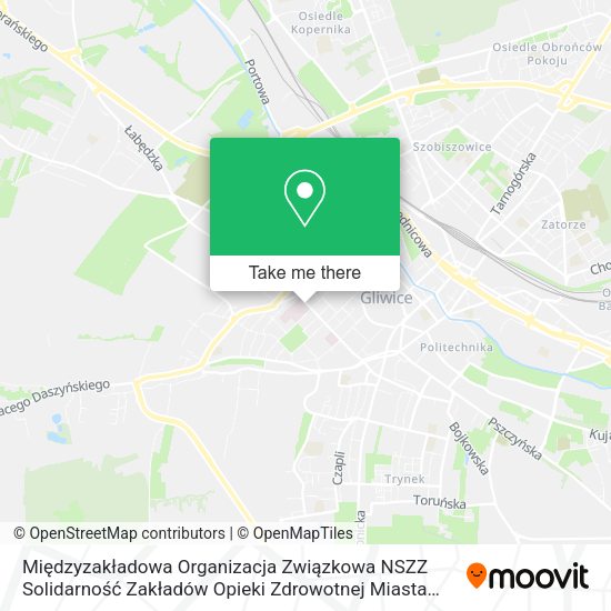 Międzyzakładowa Organizacja Związkowa NSZZ Solidarność Zakładów Opieki Zdrowotnej Miasta Gliwic map