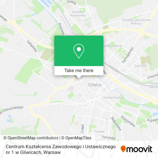 Карта Centrum Kształcenia Zawodowego i Ustawicznego nr 1 w Gliwicach