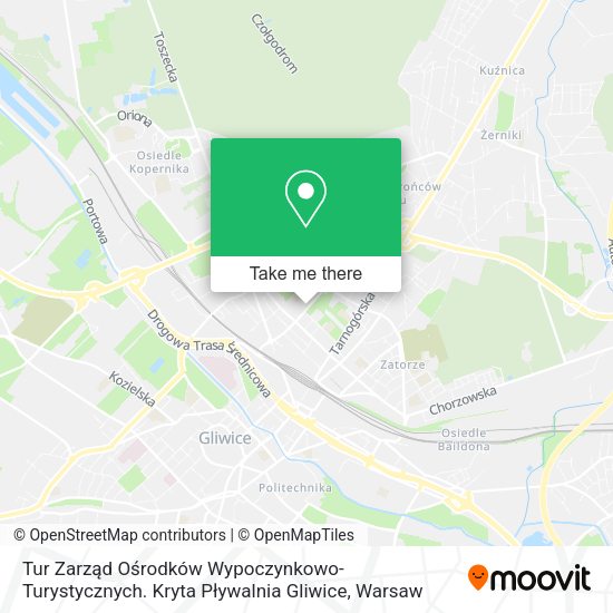 Tur Zarząd Ośrodków Wypoczynkowo-Turystycznych. Kryta Pływalnia Gliwice map