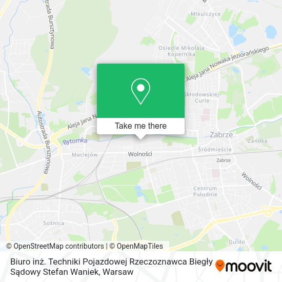 Biuro inż. Techniki Pojazdowej Rzeczoznawca Biegły Sądowy Stefan Waniek map