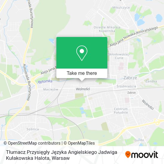 Tłumacz Przysięgły Języka Angielskiego Jadwiga Kułakowska Halota map